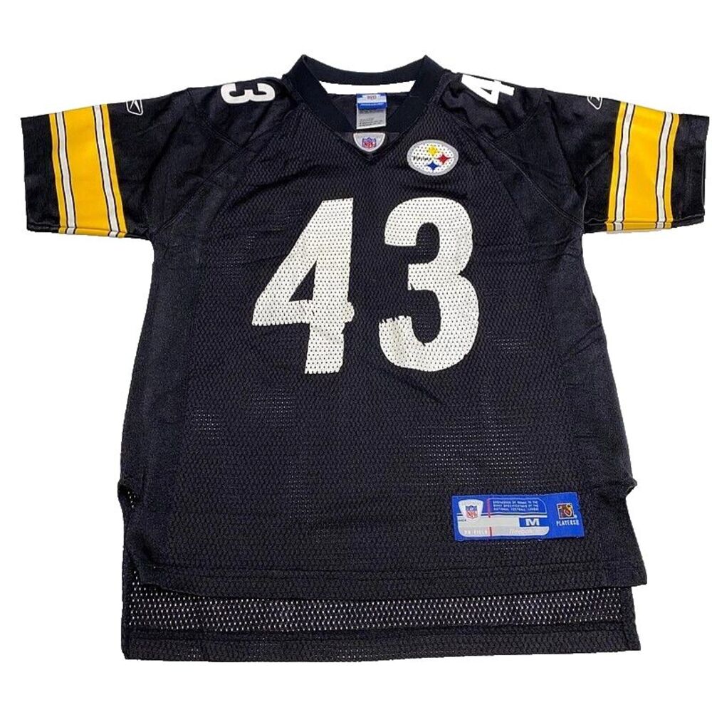 Troy Polamalu Pittsburgh Steelers Jersey Youth M Reebok NFL Football Black HOF - Picture 2 of 5